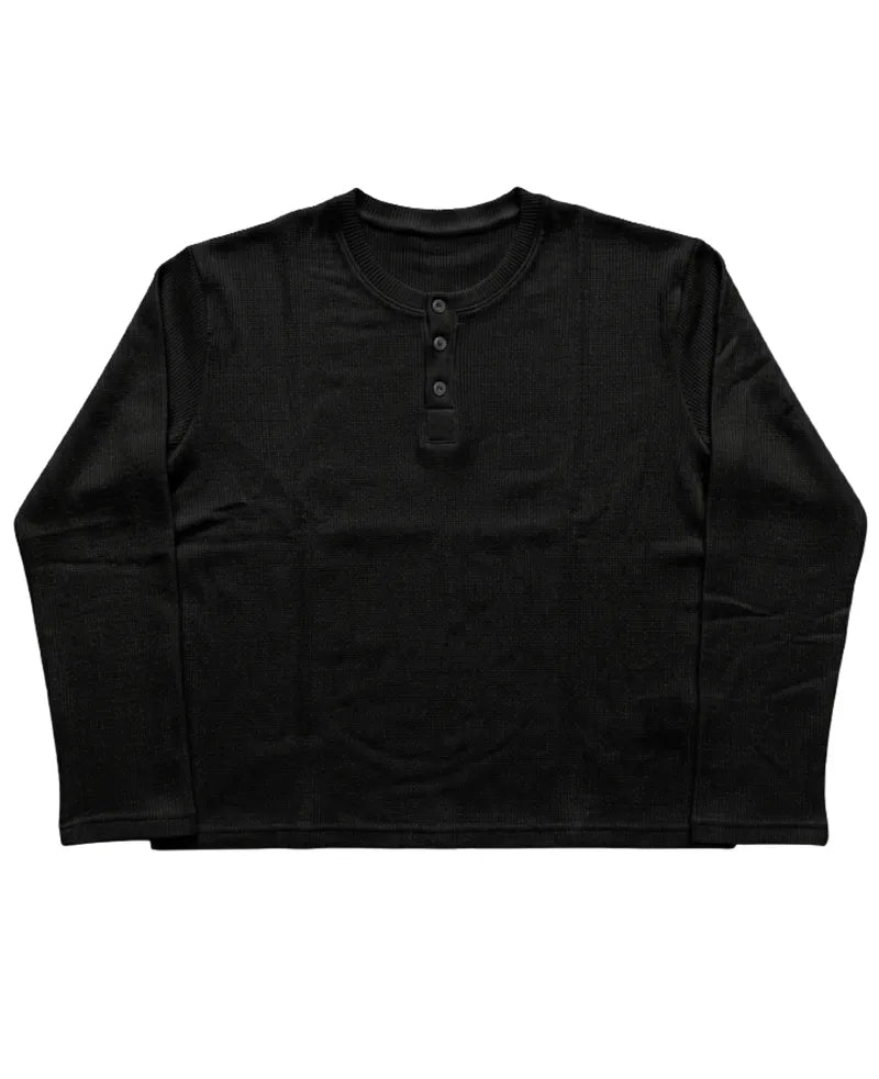 C&L HENLEY WAFFEL TEXTURED