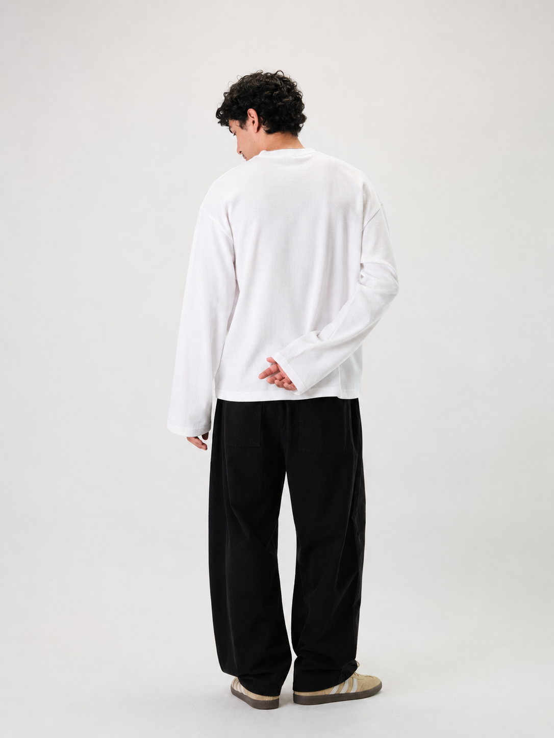 C&L HENLEY WAFFEL TEXTURED